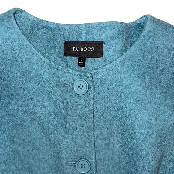 Talbots | Women’s Wool Blend Teal Crop Blazer Jacket - Size 2 - NWOT - Picture 3 of 6